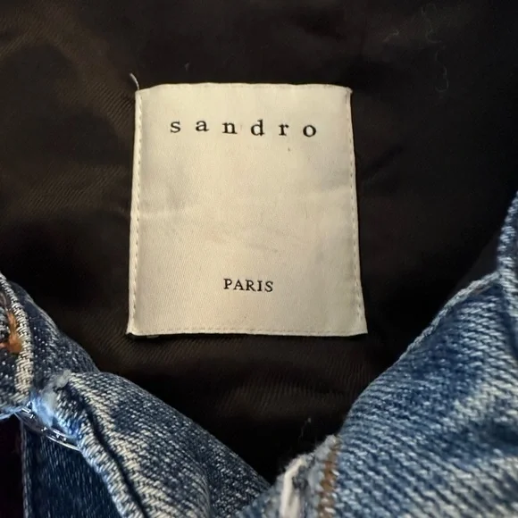 Sandro Chelsy Metallic-Tweed and Denim jacket in Bordeaux sz 38 (US sz 8) EUC